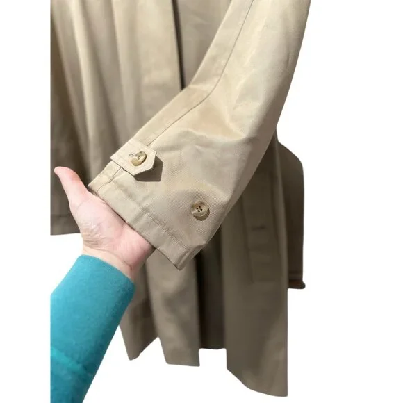 Sanyo Heavy Cotton Trench Coat Womens XS Brown Made in Japan Old Money Luxury - Picture 13 of 16